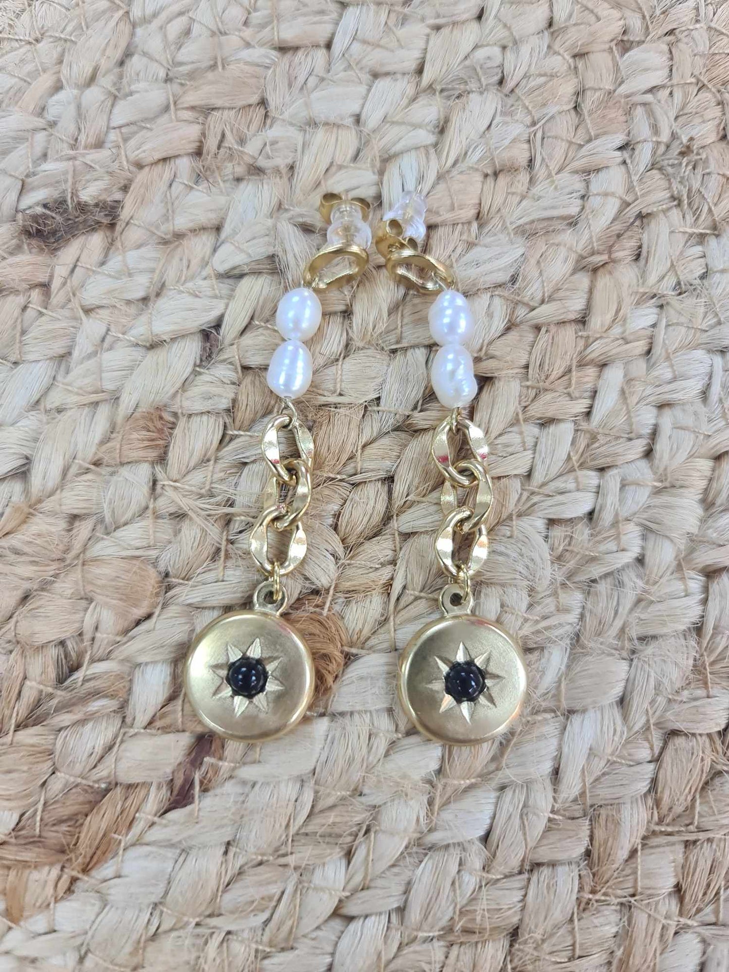 Gold and Pearl Drop Earrings