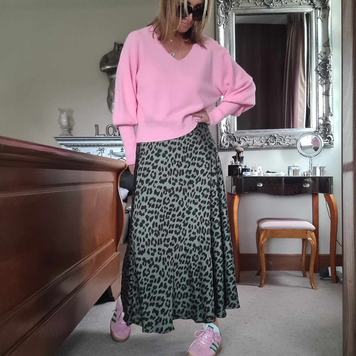Animal Print Satin Skirt