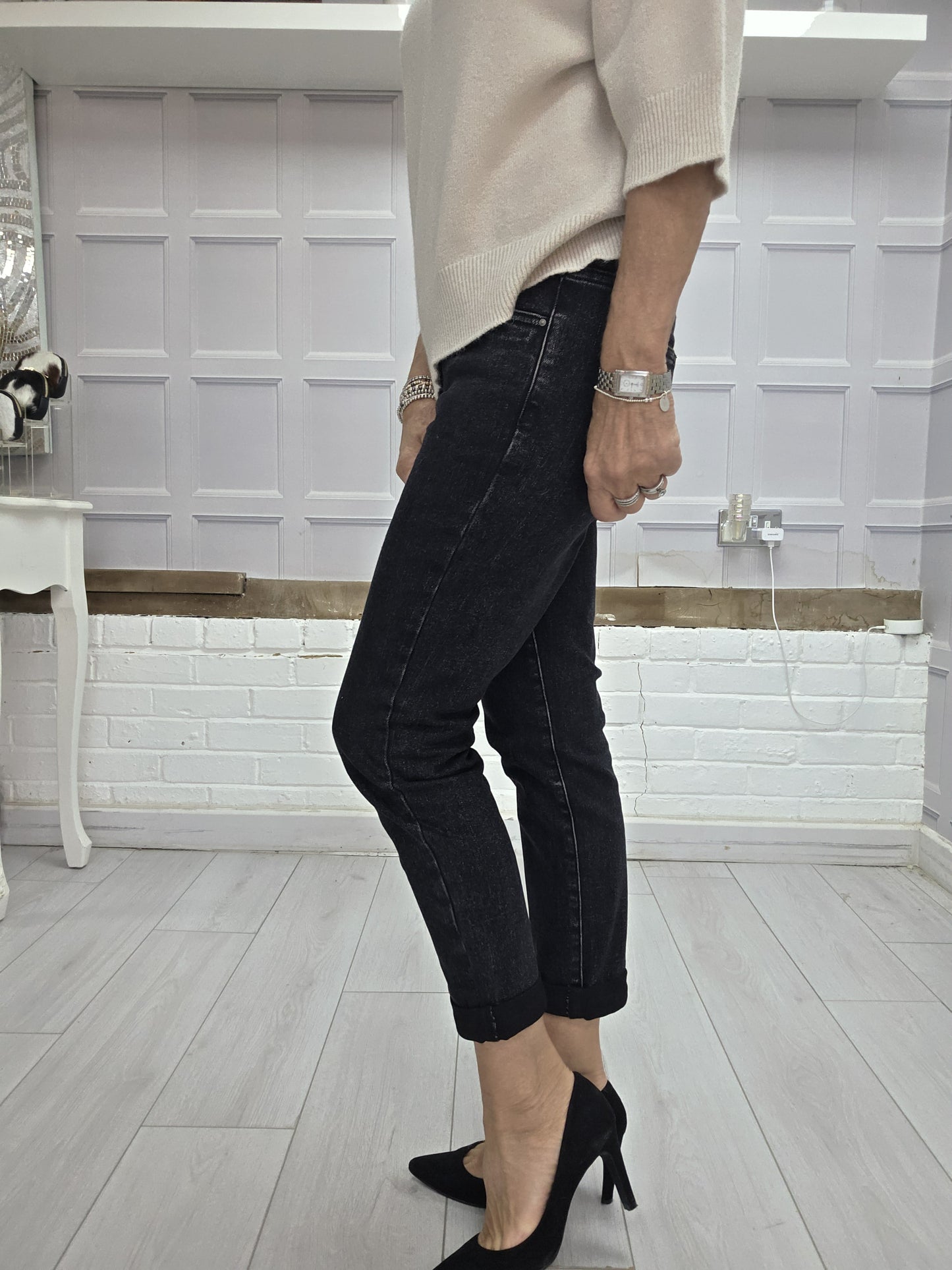 High Waisted Boyfriend Jeans Black