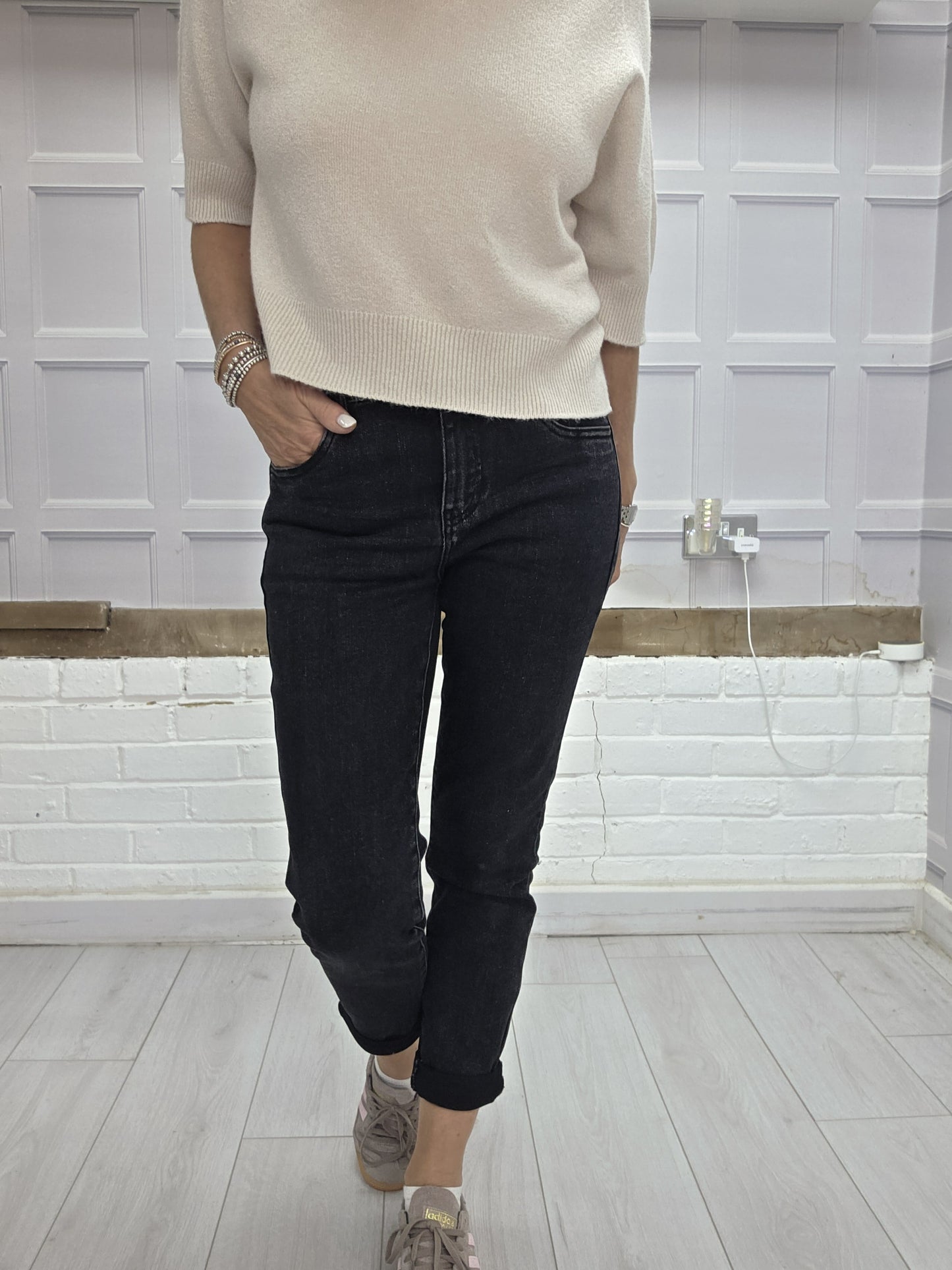 High Waisted Boyfriend Jeans Black