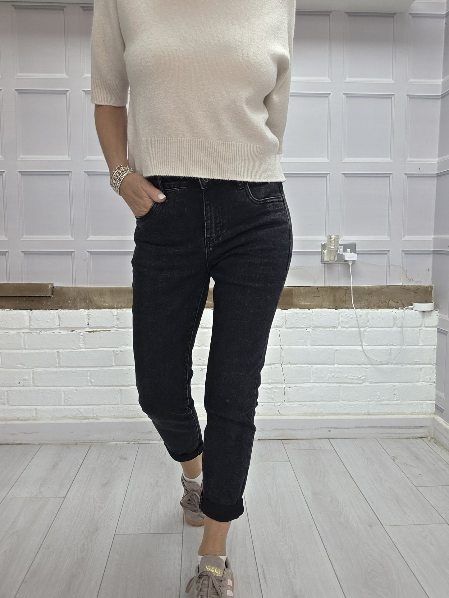High Waisted Boyfriend Jeans Black