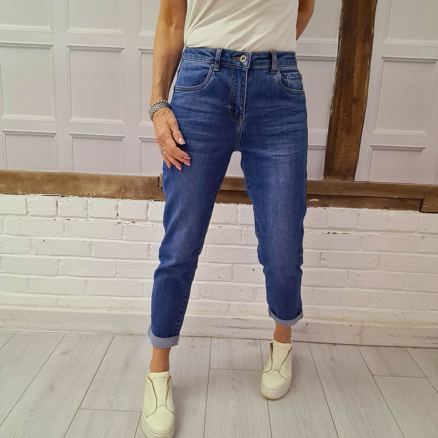 High Waisted Boyfriend Jeans