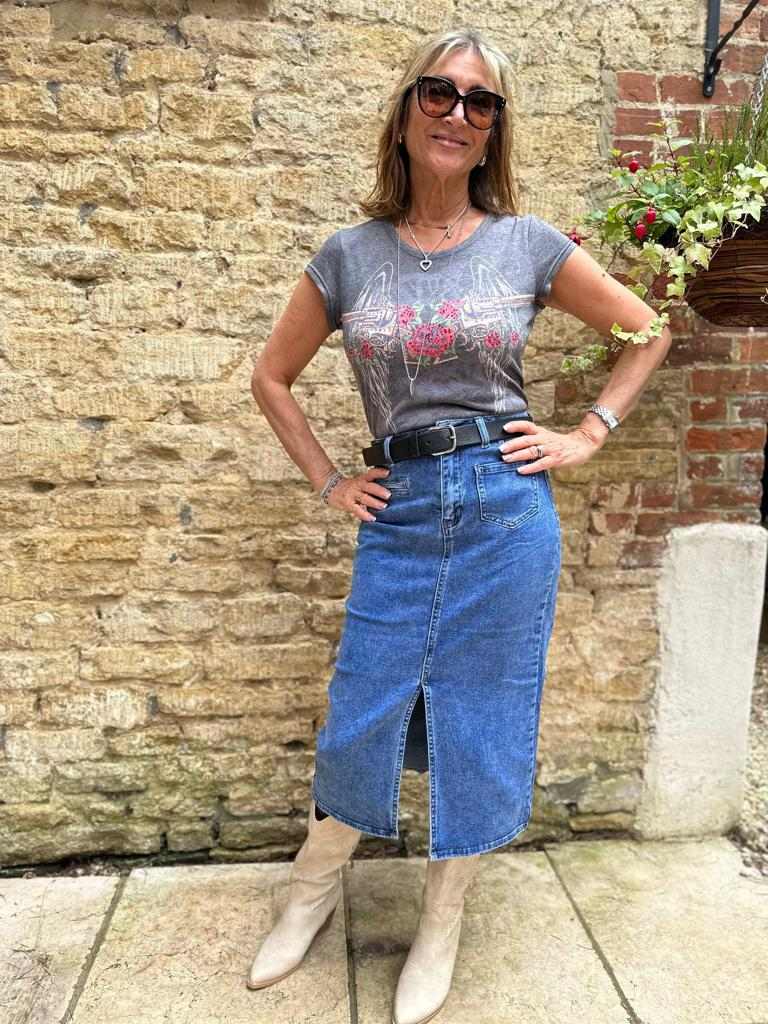 Long Denim Skirt