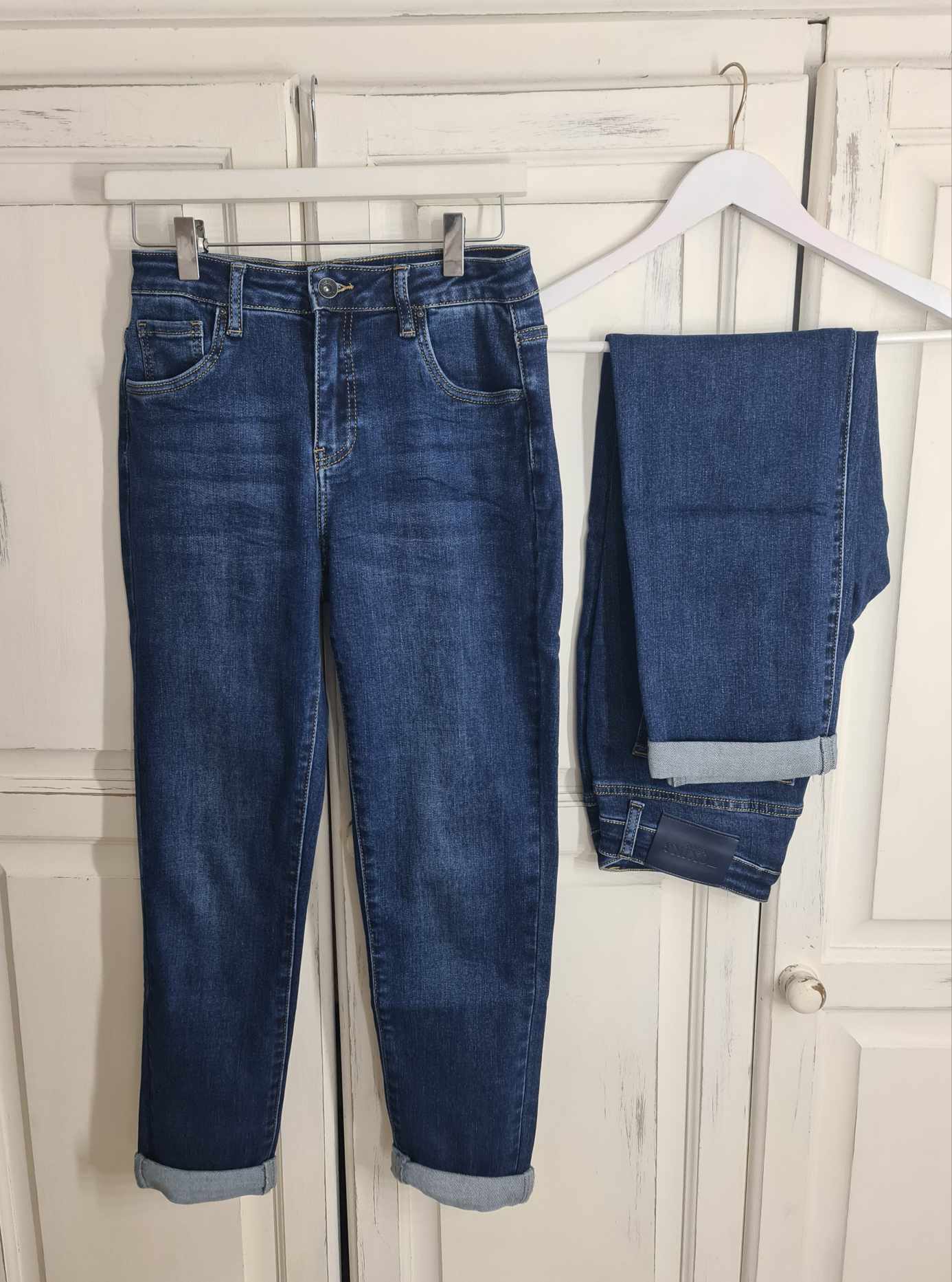 High Waisted Boyfriend Jeans Dark Blue
