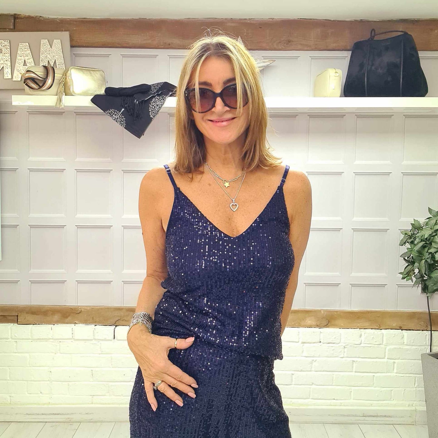 Luxury Navy Sequin Joggers