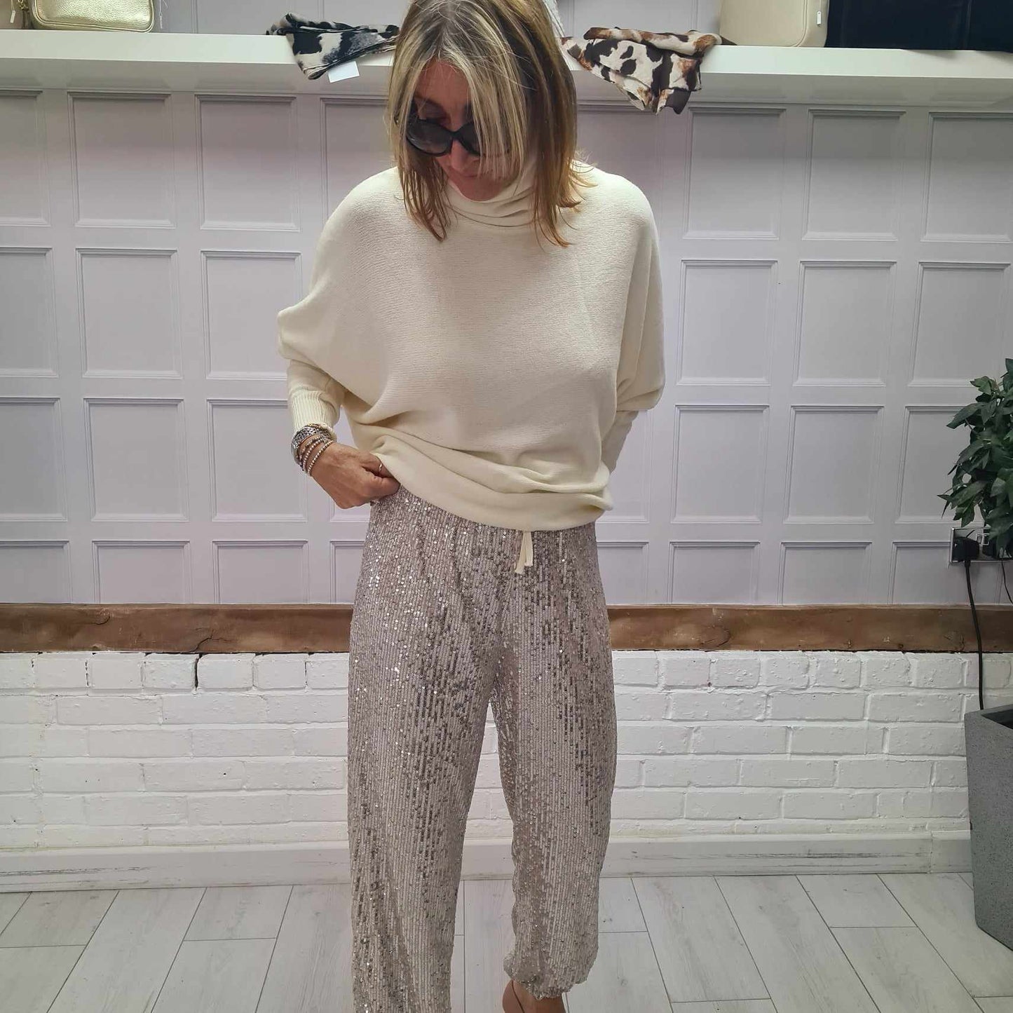 Sequin Cuffed Trousers