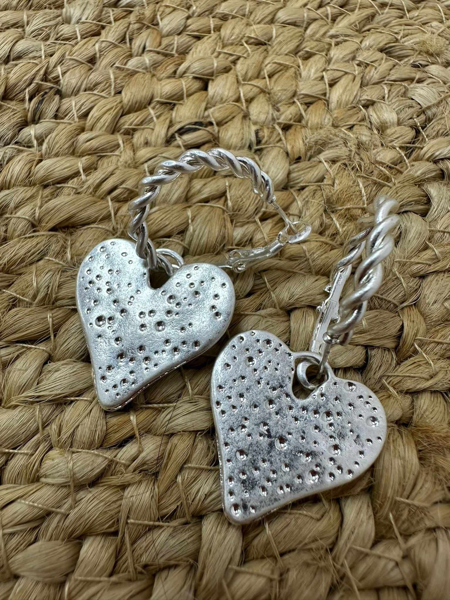 Twisted Hoop Heart Earrings