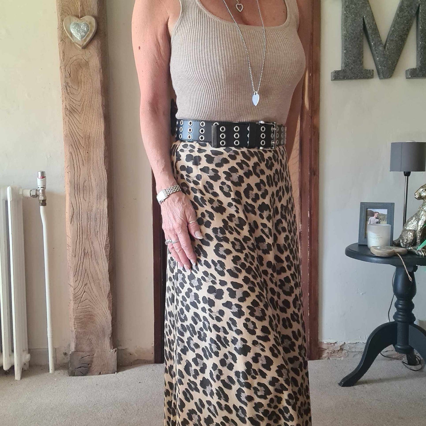 Animal Print Satin Skirt