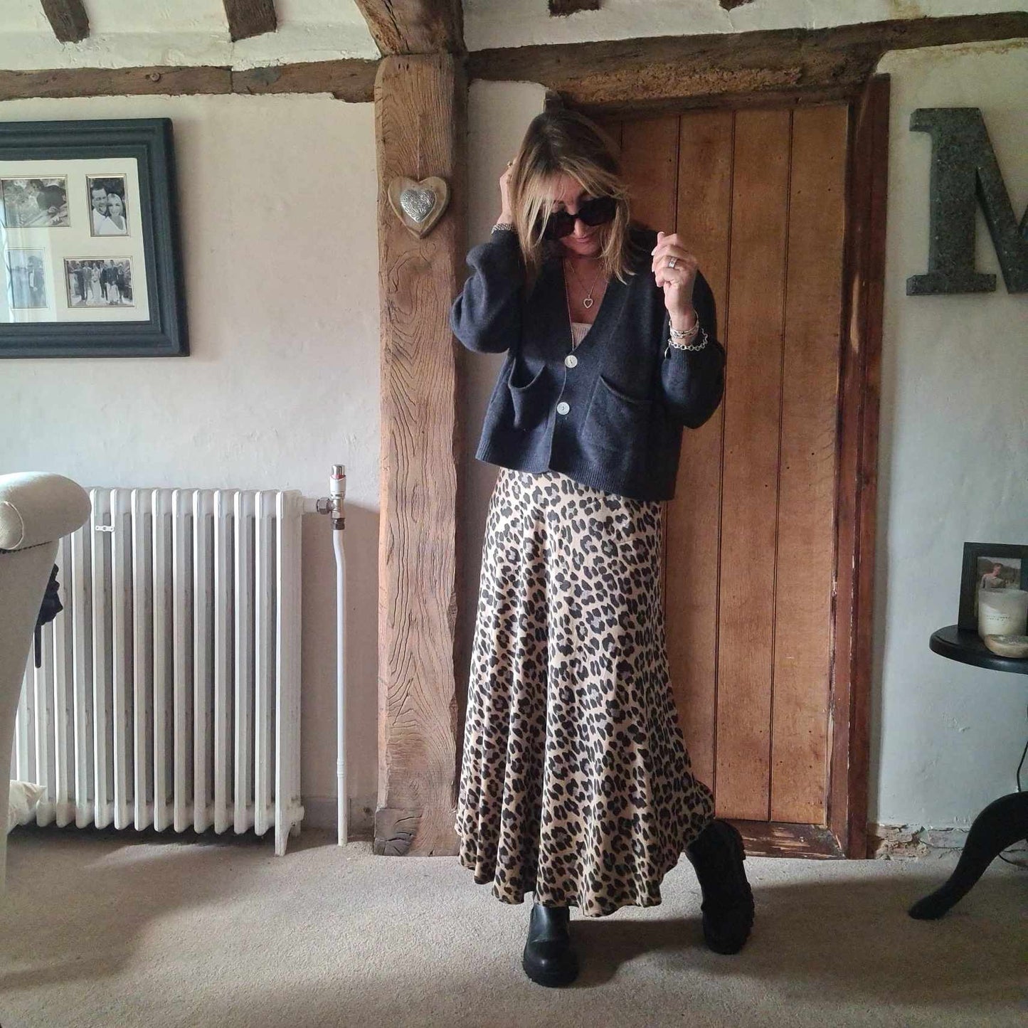 Animal Print Satin Skirt