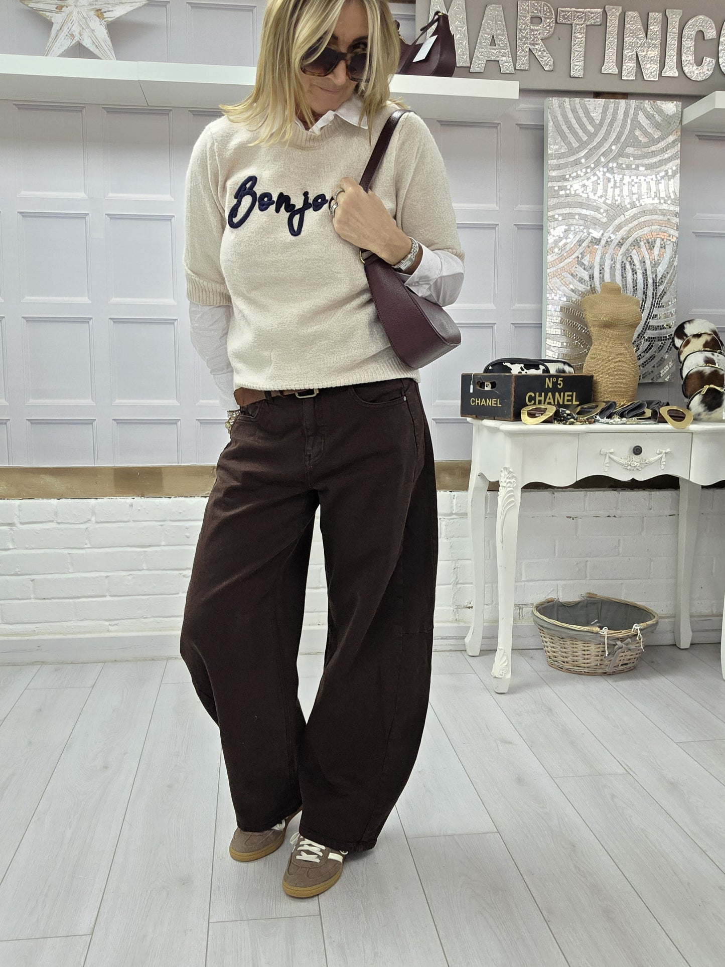 Barrel Jeans Chocolate Brown