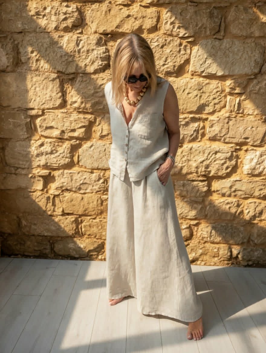 Flared Linen Trousers