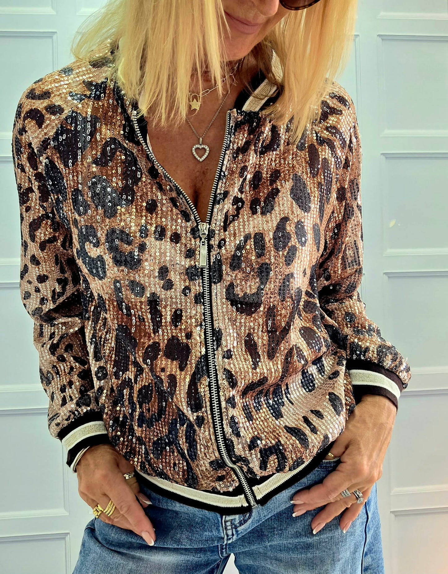 Glitzy Leopard Bomber