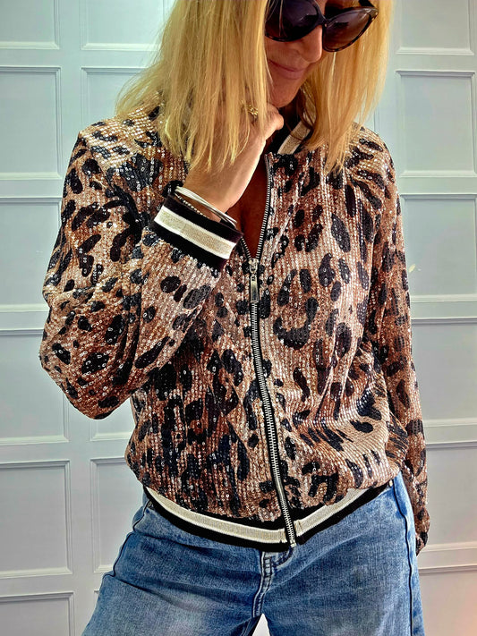 Glitzy Leopard Bomber