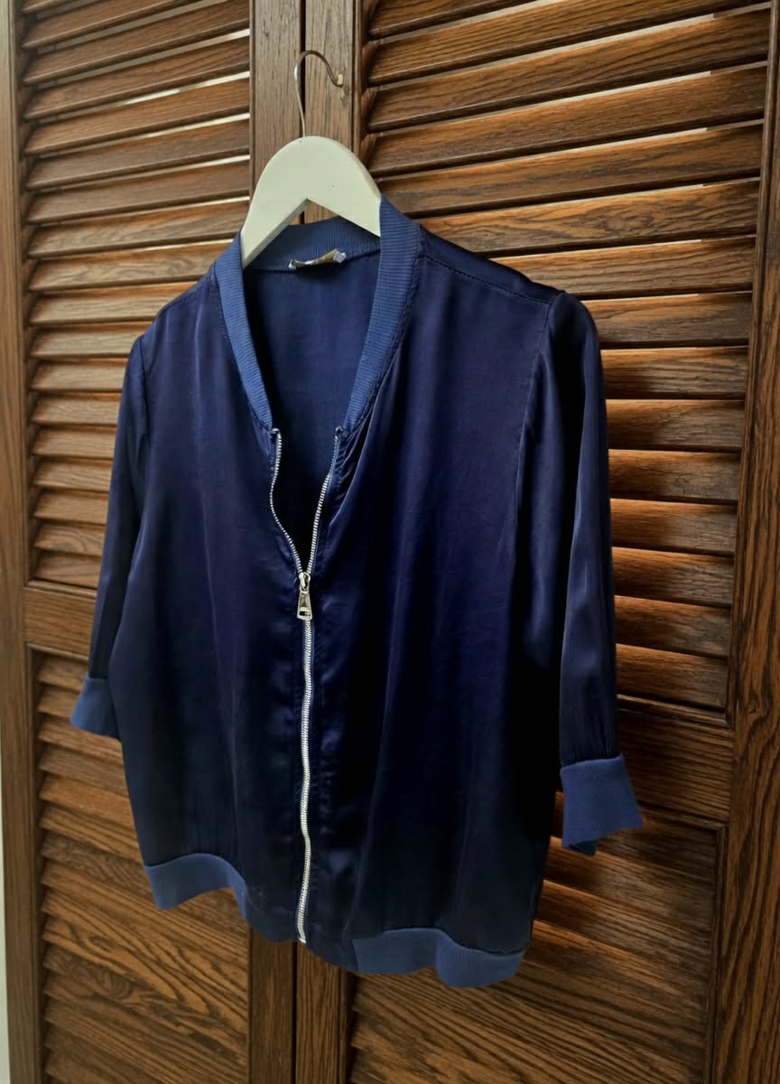 Silk Mix Navy Bomber