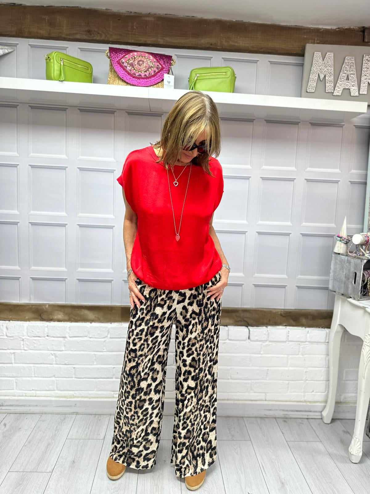 Satin Animal Print Trousers