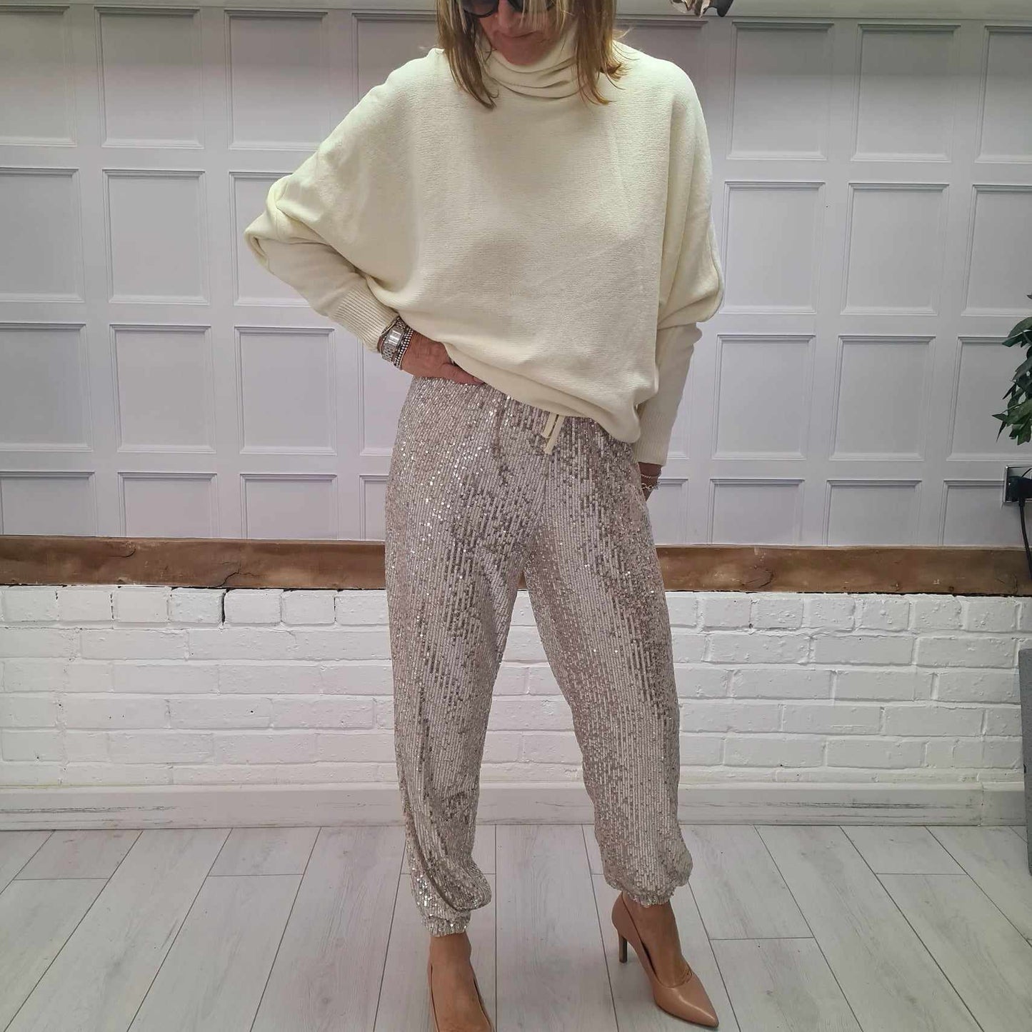 Sequin Cuffed Trousers