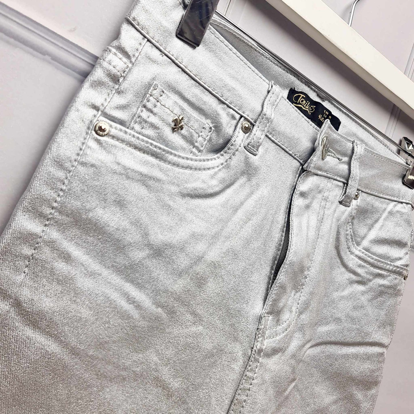 Silver Metallic Skinny Jeans