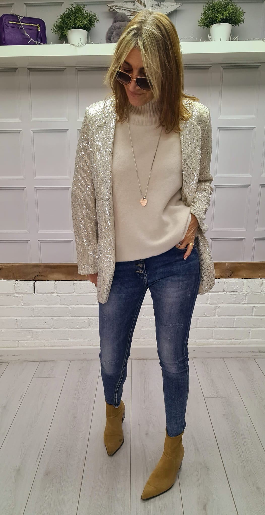 Champagne Sequin Tuxedo Jacket