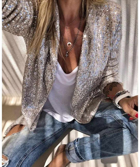 Champagne Sequin Tuxedo Jacket